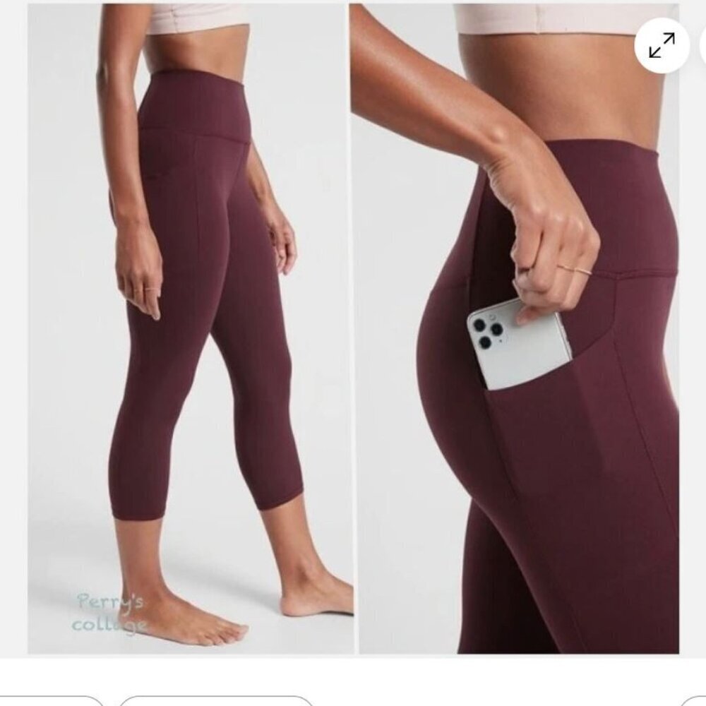 ATHLETA Salutation Stash High Rise Capri Maroon Size Medium Tall